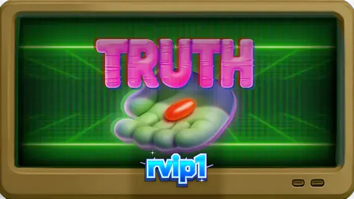 Tampilan layar utama slot Truth dengan tema konspirasi dan monitor retro.